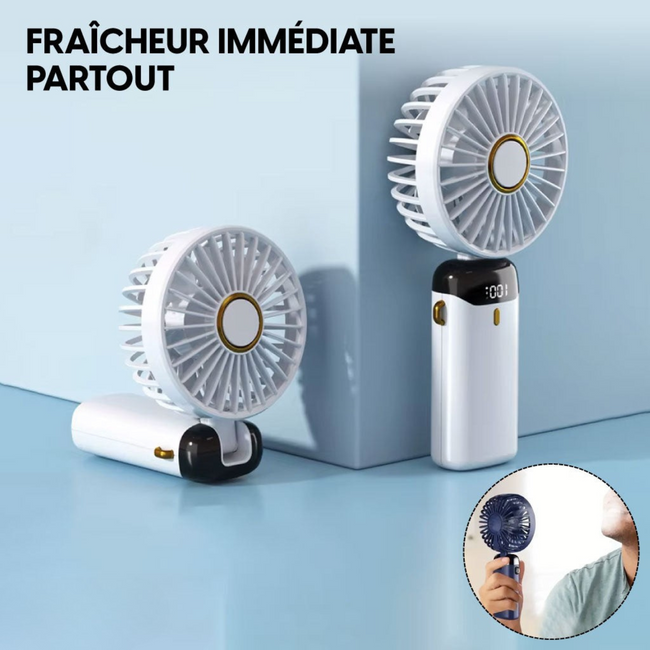 Ventilateur Portable Pliable Avec écran LED - 5500mAh, 1-199 Vitesses, Refroidissement Turbo Pour Le Cou - Idéal Extérieur, Bureau, Camping - 1