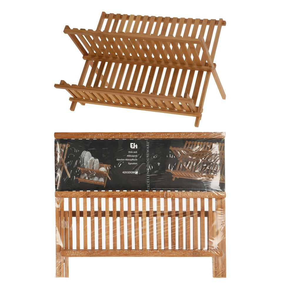 Égouttoir à vaisselle pliable en bambou