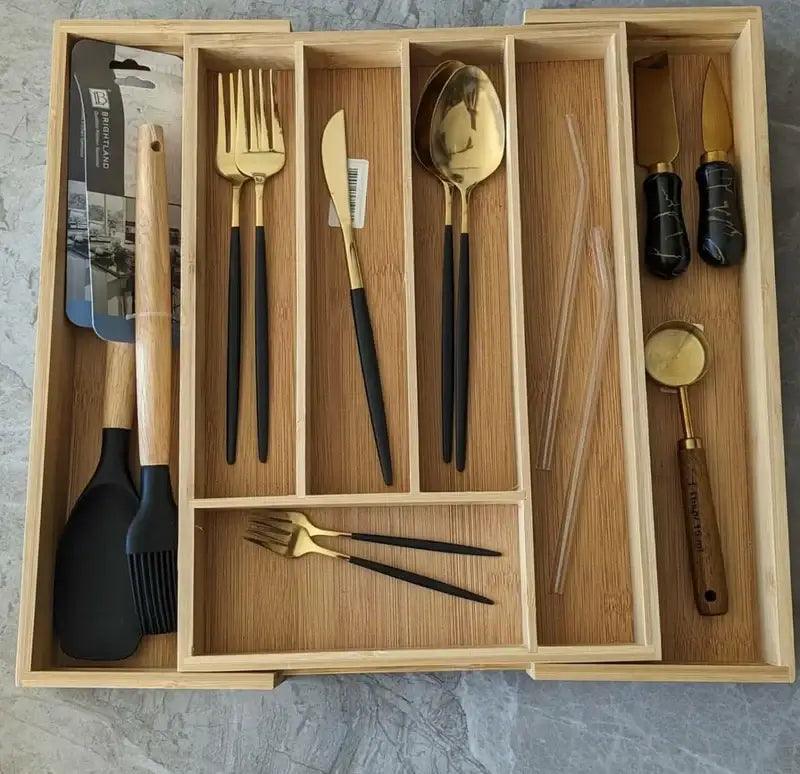 Range-couverts en bambou à largeur extensible