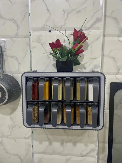 Set de 12 Pots à Épices avec Support & Cuillères Intégrées