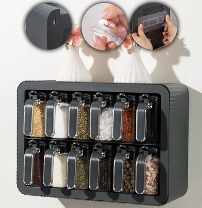 Set de 12 Pots à Épices avec Support & Cuillères Intégrées