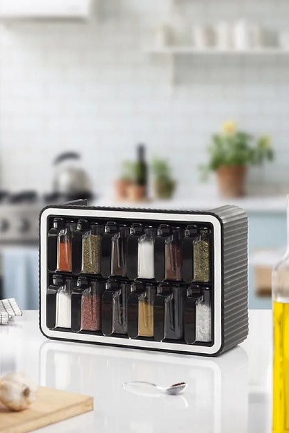 Set de 12 Pots à Épices avec Support & Cuillères Intégrées