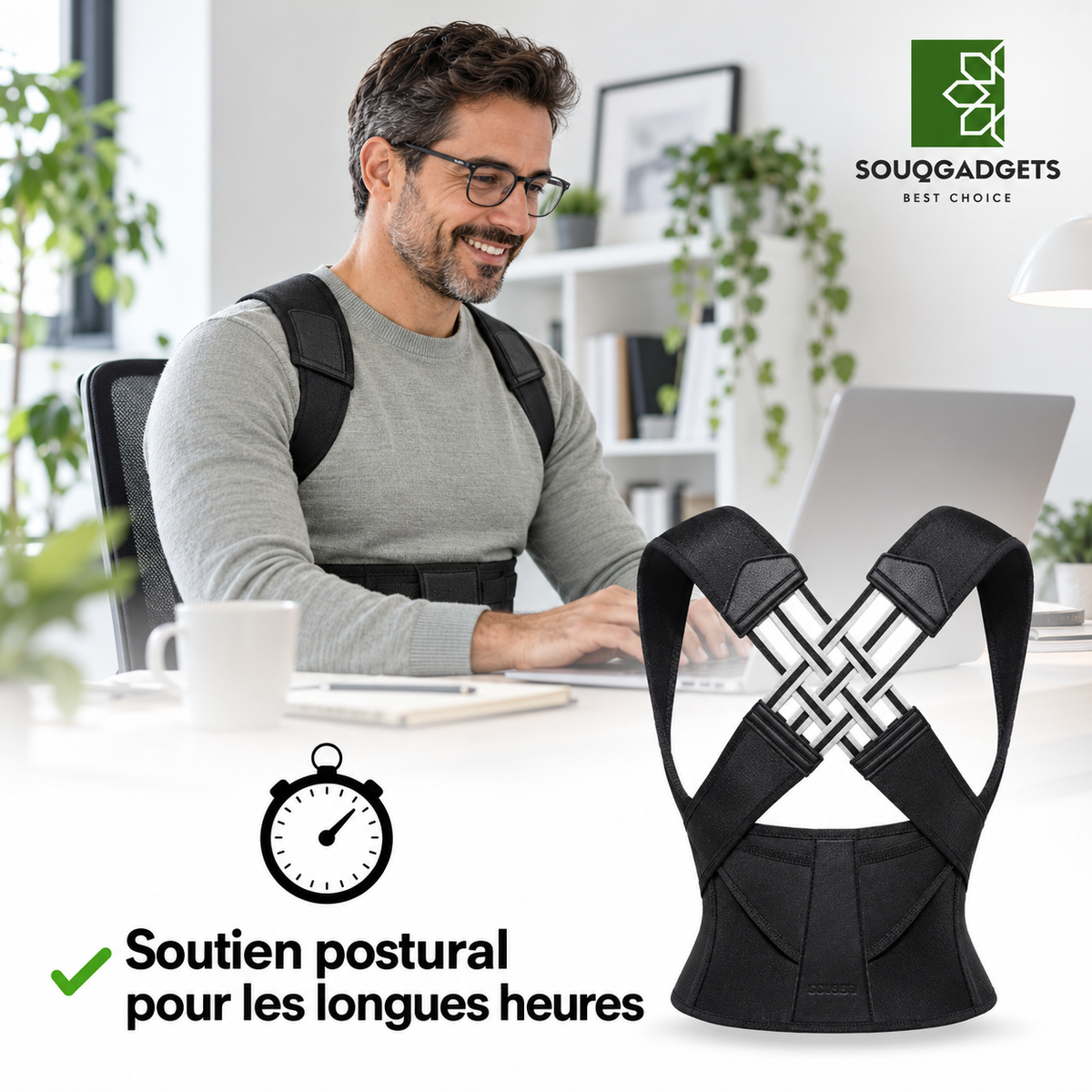 Correcteur De Posture Pour Attelle Dorsale Réglable Hommes Et Femmes