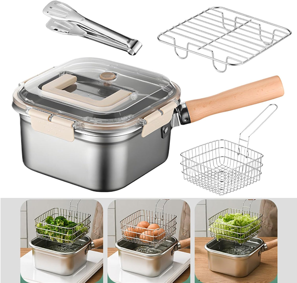 Panier à Friture avec Égouttoir – Compact & Pratique