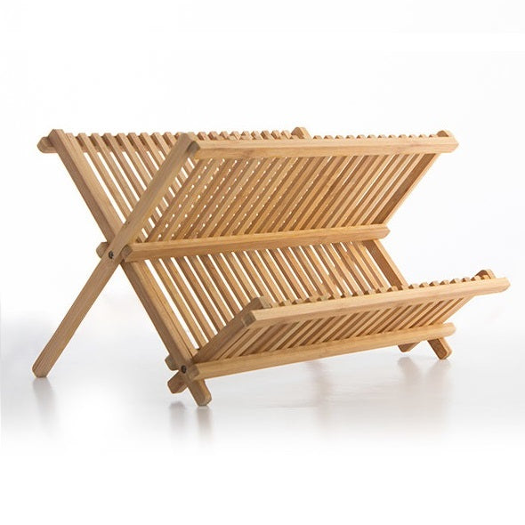 Égouttoir à vaisselle pliable en bambou