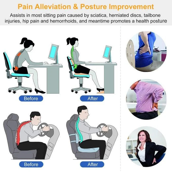 COUSSIN DE SIÈGE MÉDICAL ORTHOPÉDIQUE CONFORTABLE POUR VOITURE ET CHAISE