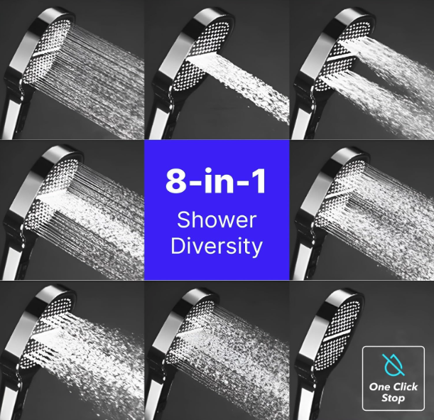 Pommeau de douche 8-en-1
