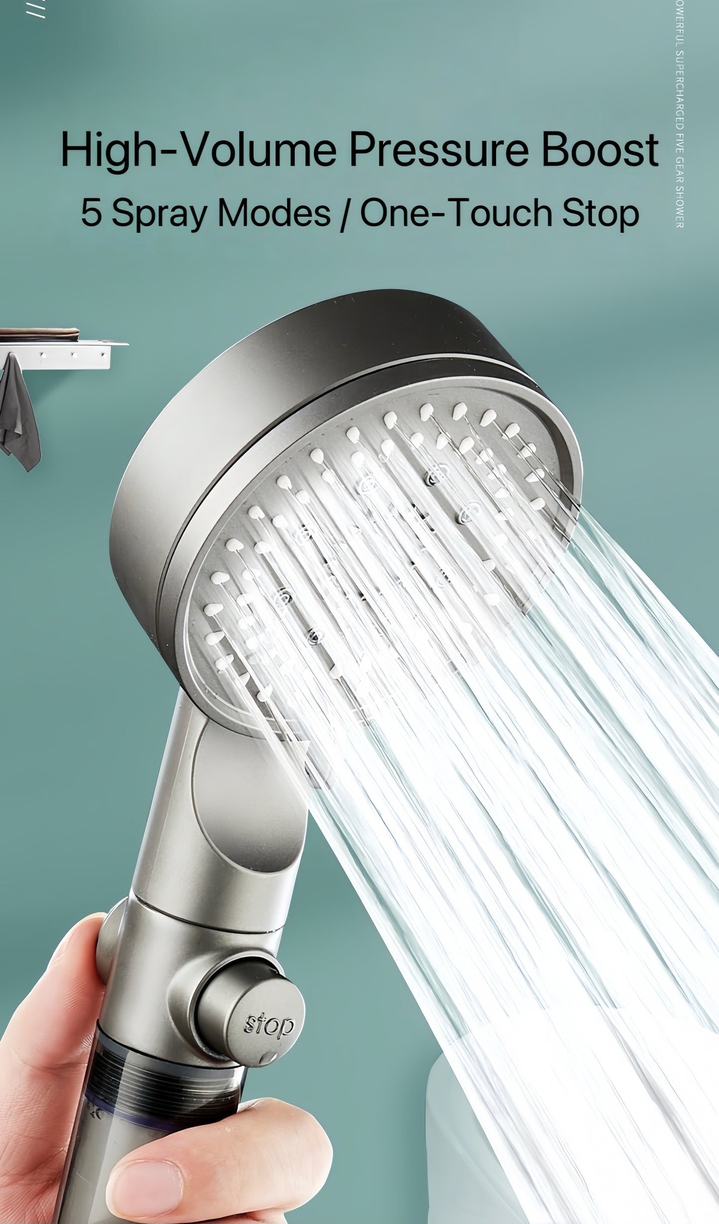Pommeau de douche filtrant haute pression à 5 modes