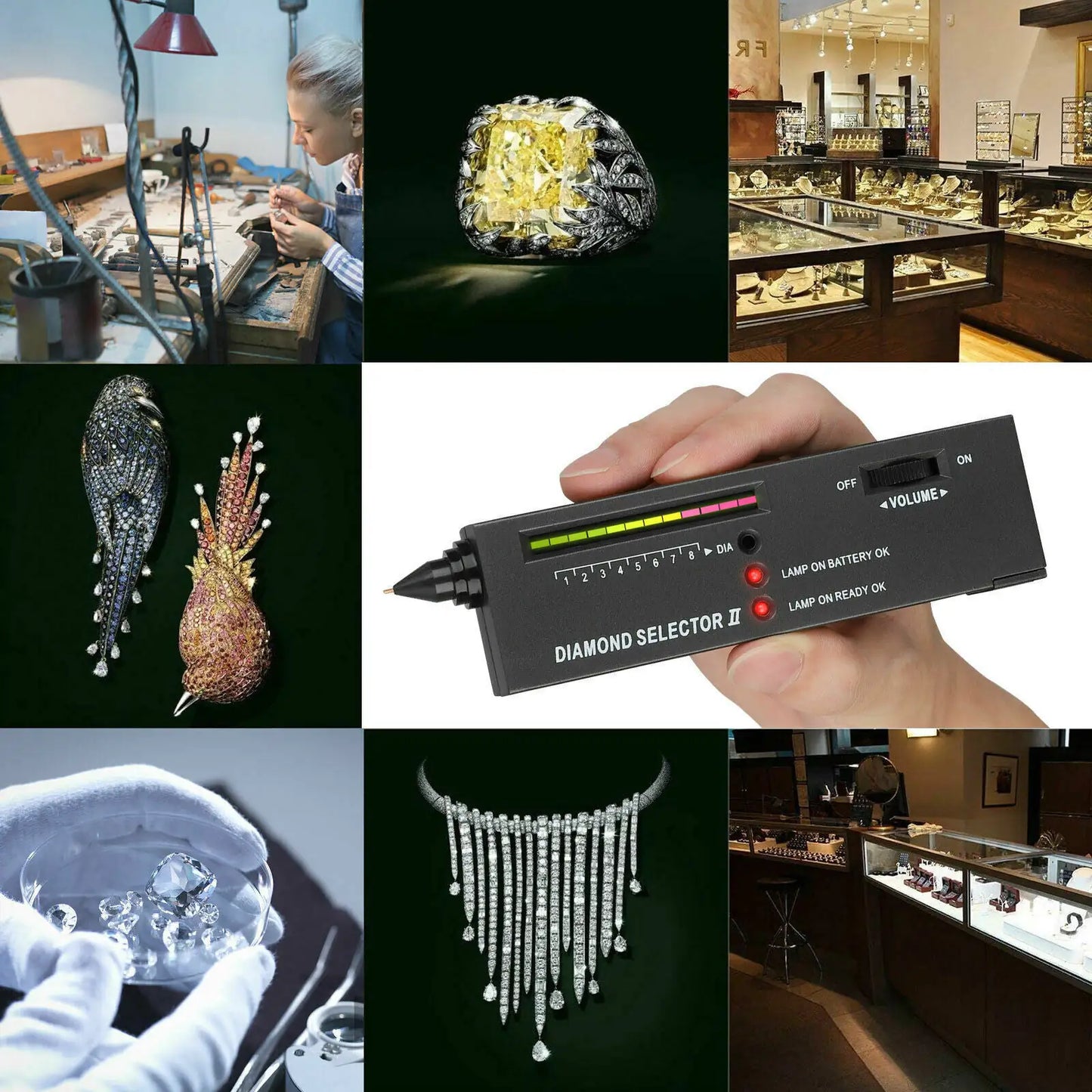 Testeur de diamants portable avec éclairage – Outil de détection et d'identification des diamants et pierres précieuses
