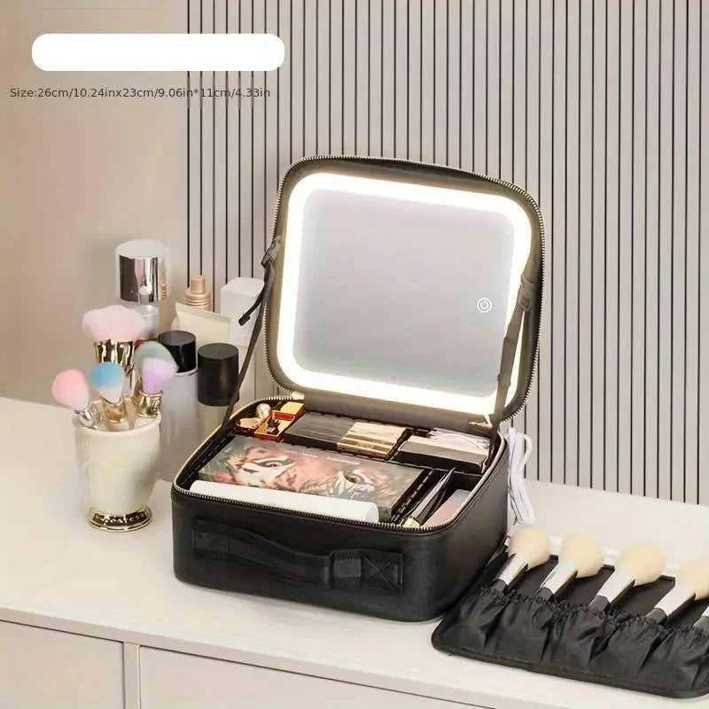 Boite Trousse De Maquillage Avec Miroir LED , Organisateur Rangement D Maquillage Sac Trousse De Toilette Boite Trousse De Maquillage Avec Miroir LED , Organisateur Rangement D Maquillage Sac Trousse De Toilette
